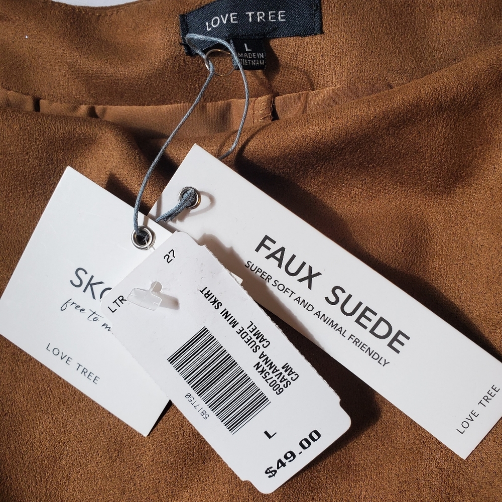 Love Tree Faux Suede Skort Brown Mini Skirt Shorts Size M / L NWT - Picture 6 of 6